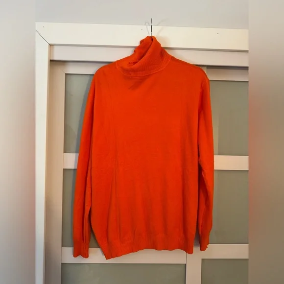 Women's Orange Turtleneck Sweater - Picture 3 of 3
